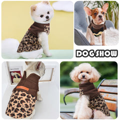Shifenmei leopard dog sweater on dog walking highlights easy pullover fit for chilly strolls