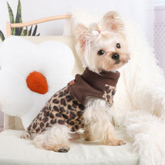 Shifenmei leopard dog sweater pullover design offers easy on off without snagging fur