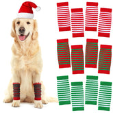 Shihanee Christmas dog leg warmers pack—festive stripes for warmth on walks.
