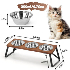 ShineMe elevated cat bowls with 3 bowls shows versatile feeding options