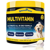 SHINEPAWS dog vitamins packaging highlighting daily supplement for immune and overall wellness.