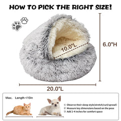 Shinhye cat bed round hooded cave side profile highlights secure edge support and cozy retreat