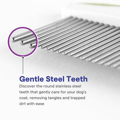 SHINY PET in-use shot shows gentle brushing during grooming for tangles and loose fur