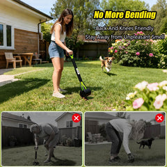 ShinyDew pooper scooper with attached bag dispenser for convenient bags.