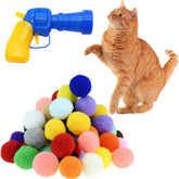 Shizhoo soft pom pom ball 3cm closeup, silent launcher ideal for indoor kitten play.