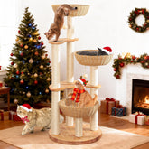 SHODMI 54-inch cat tree oak base for stable multi-cat play.