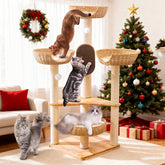 SHODMI cat tree indoor cats 54" overview shows spacious multi-level design for households with multiple cats.