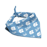 ShopInstaPets UNC Tar Heels bandana worn on a dog for game-day pride