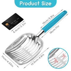 Showvigor cat litter scoop's rust-proof mesh lifts stubborn clumps smoothly for hygienic cleanup.