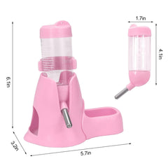 Shudyear 3in1 pet water dispenser pink bottle with mounting bracket enables easy setup.