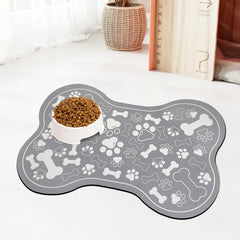 SHUNLCD bone-shaped feeding mat in grey keeps bowls steady and protects floors.