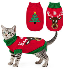 ShuRung puppy christmas sweater elk-pattern-front for festive photos and cozy warmth.