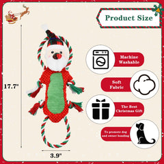 ShuRung Santa squeak toy cotton rope detail for tug-of-war and chewing.