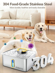 SIBAYS stainless-steel construction offers durable, easy-to-clean water fountain for pets.