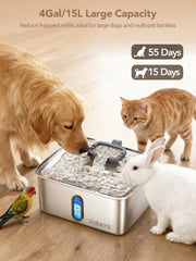 SIBAYS dog fountain water level window helps monitoring remaining water easily.