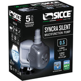 Sicce Syncra Silent 0.5 pump exterior view shows compact, quiet aquarium circulation.