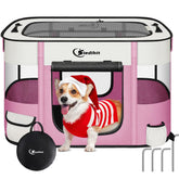 Siedihit dog cat playpen folded setup for compact storage and portability.