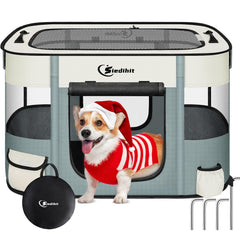 Siedihit dog-cat-playpen front view shows a safe breathable space for pets during play