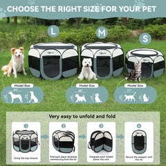 Siedihit dog playpen with removable semi-mesh top for indoor shade.