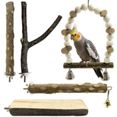 Sienle 5pcs natural wooden bird perch set in apple wood promotes varied chewing and activity