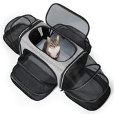 Siivton Cat Carrier expands to four sides for extra room on travel days.