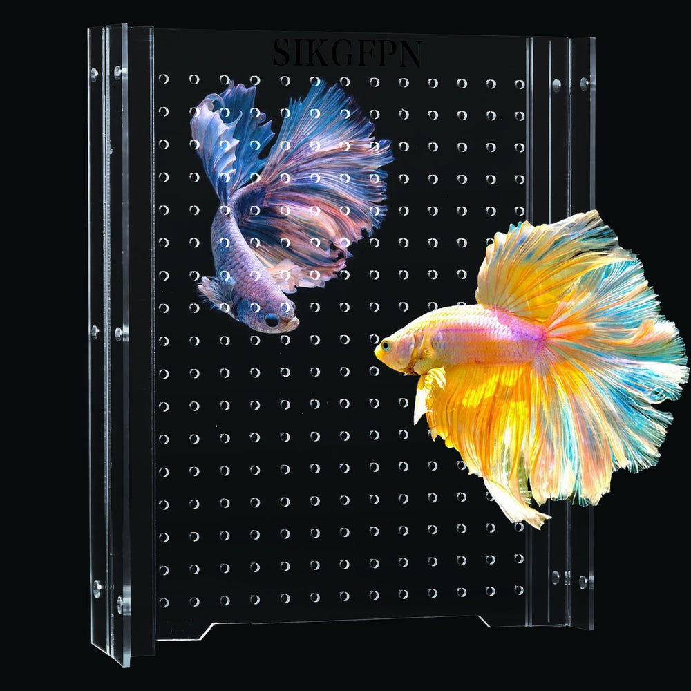 SIKGFPN acrylic fish tank divider assembly shows easy setup for 5g tanks.
