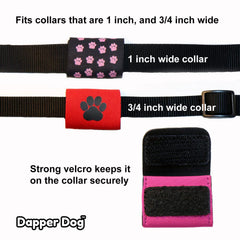 SilenTags Dapper Dog color variation shows paw-pattern options for style and comfort.