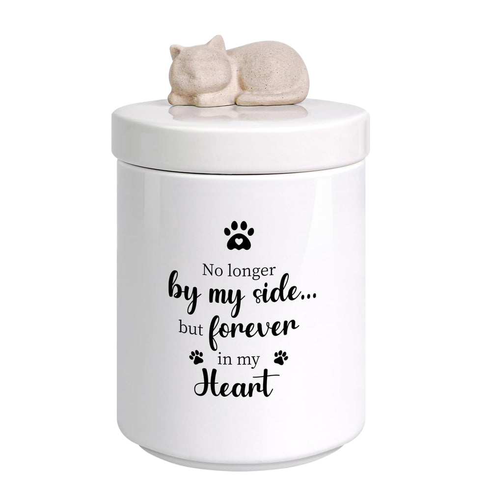 Silkwishes cat urn with lifelike figurine on top for a peaceful memorial