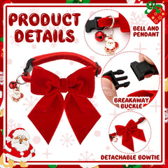 SilTriangle 4-pcs cat collars with breakaway bow in green for comfy holiday wear