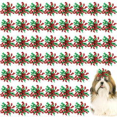 SilTriangle 50pcs Christmas dog bows pack for festive photos and daily wear.