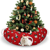 SilTriangle cat tunnel bed under Christmas tree offers a festive cozy hideaway for cats
