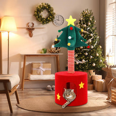 SilTriangle Christmas Cat Tree bed area gives a comfy nook for naps during holidays.