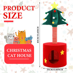 SilTriangle Christmas Cat Tree perch offers elevated vantage and cozy rest for cats.