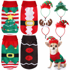 SilTriangle dog Christmas sweater set provides warmth for festive photoshoots and cozy winter walks.