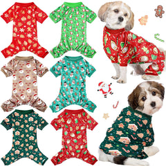 SilTriangle dog pajamas Santa pattern for festive photos and cozy holiday wear