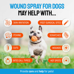 Silver Grade dog wound spray application on dog's skin for hotspot relief