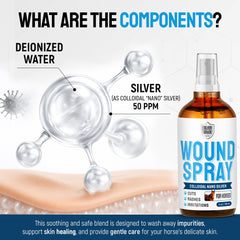 Silver Grade wound spray applied to a clean horse wound area