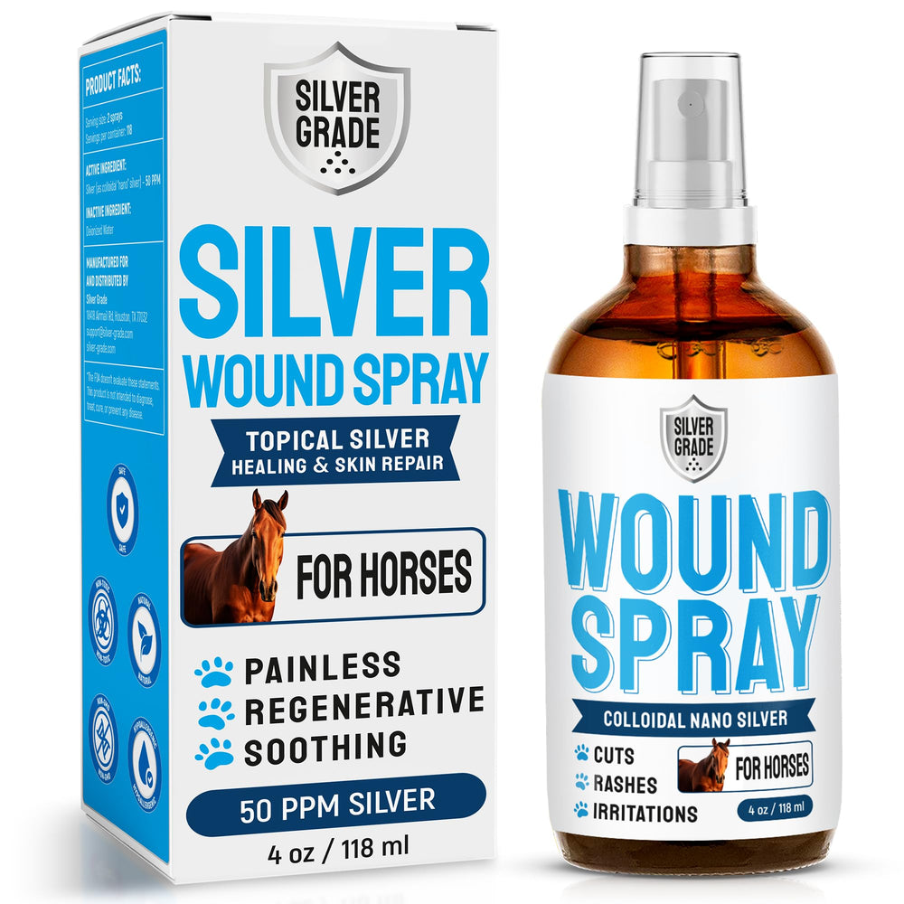 Silver Grade horse wound spray bottle front view for quick first-aid care
