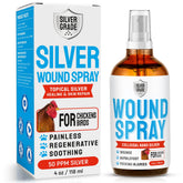 SILVER GRADE Wound Spray chicken bottle-front for easy at-home care.