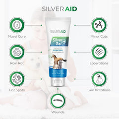 SilverAid horse irritation-relief gel applied to skin for cooling comfort.