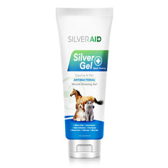 SilverAid hot-spot gel applied to a dog's skin for soothing relief.