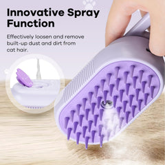 SILVLF Cat Steam Brush deep-cleaning action lifts dirt and dander from fur.