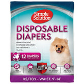 Simple Solution disposable dog diapers XS packaging, 12-count box designed for small dogs