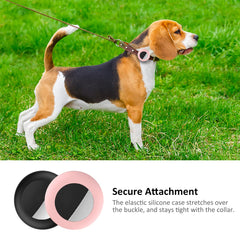 SimpleThings AirTag cat collar holder waterproof closeup—soft silicone protects AirTag from scratches.