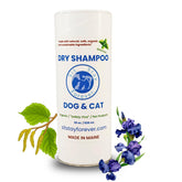 Sit. Stay. Forever. dry shampoo bottle for no-rinse odor control.