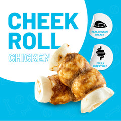 SITKA Beef Cheek Rolls dog-chewing close-up shows durable chew texture for hours.