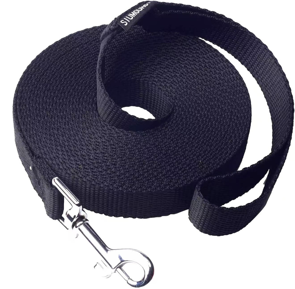 Siumouhoi 15ft black dog leash for reliable recall training.