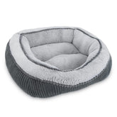 SIWA MARY dog bed exterior with gray stripes for stylish, cozy naps.