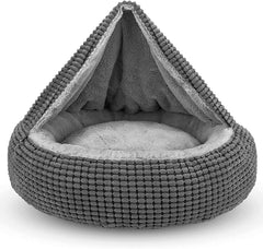 SIWA MARY dog bed hooded outer view highlights cozy security for pets.