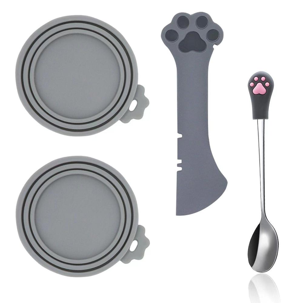 SJANE can lids 2-pack grey seal pet food to keep freshness.